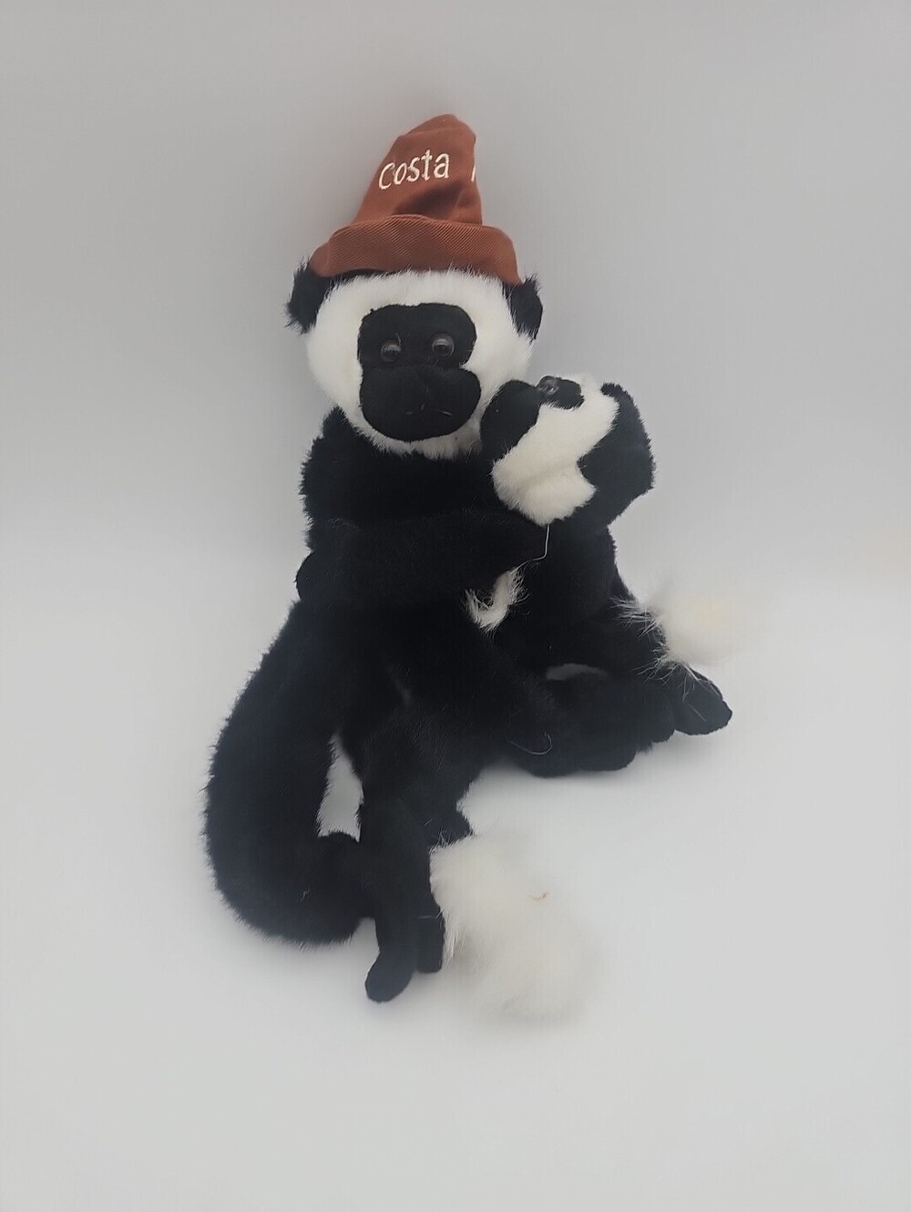 Wild Republic Ruffed Lemur Mom & Baby Plush Costa Souvenir Black White Monkey